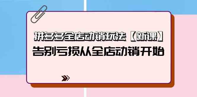 拼多多全店动销玩法【新课】，告别亏损从全店动销开始（4节视频课）-三六网赚