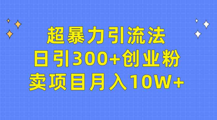 （9954期）超暴力引流法，日引300+创业粉，卖项目月入10W+-三六网赚