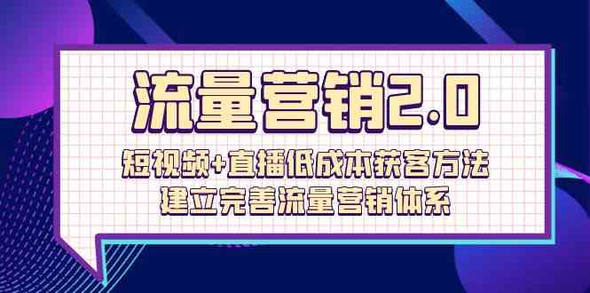 流量营销2.0：短视频+直播低成本获客方法，建立完善流量营销体系（72节）-三六网赚