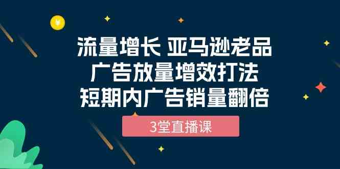 流量增长 亚马逊老品广告放量增效打法，短期内广告销量翻倍（3堂直播课）-三六网赚