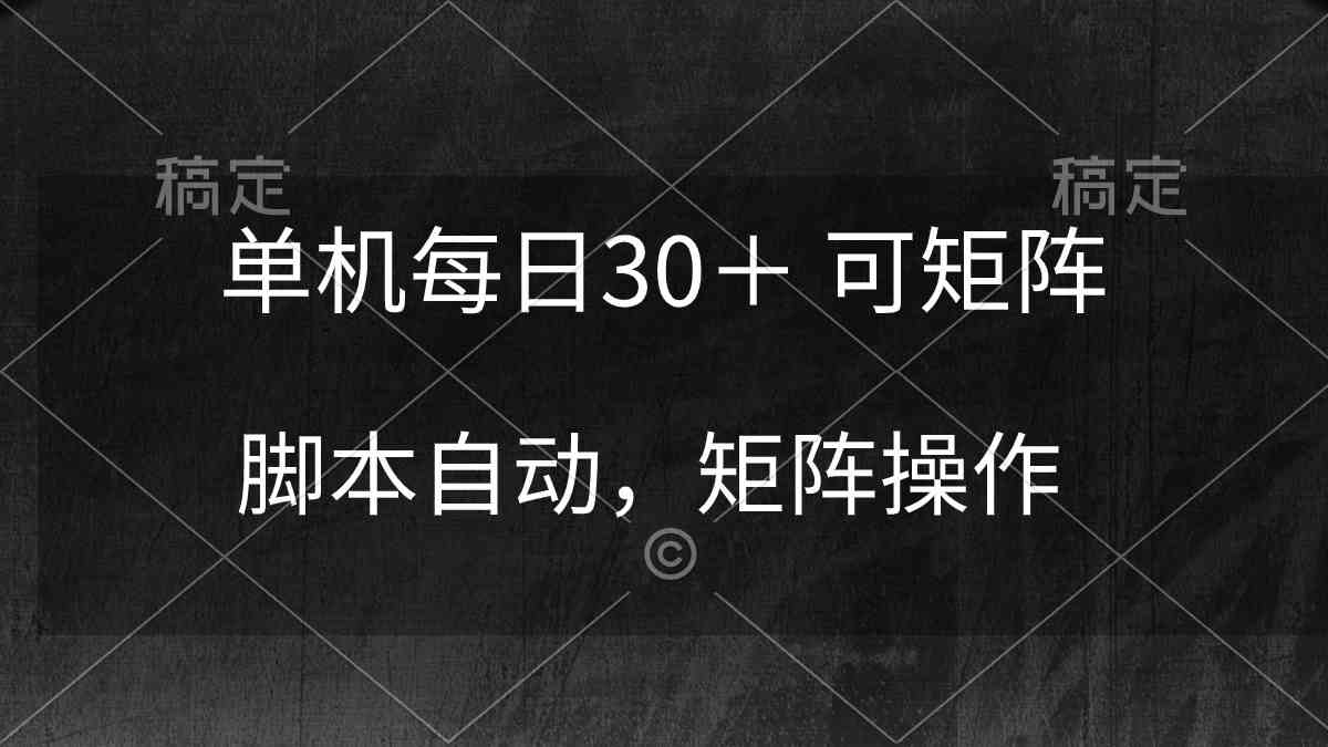 （10100期）单机每日30＋ 可矩阵，脚本自动 稳定躺赚-三六网赚