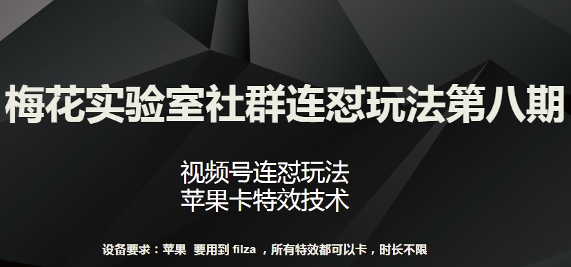 梅花实验室社群连怼玩法第八期，视频号连怼玩法 苹果卡特效技术-三六网赚