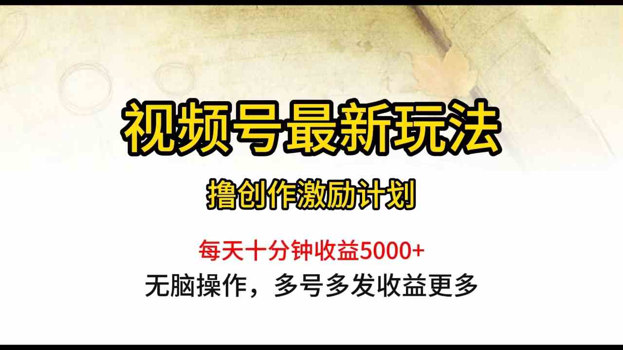 （10087期）视频号最新玩法，每日一小时月入5000+-三六网赚