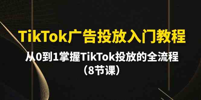 TikTok广告投放入门教程，从0到1掌握TikTok投放的全流程（8节课）-三六网赚