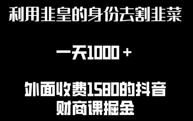 利用非皇的身份去割韭菜，一天1000+(附详细资源)-三六网赚