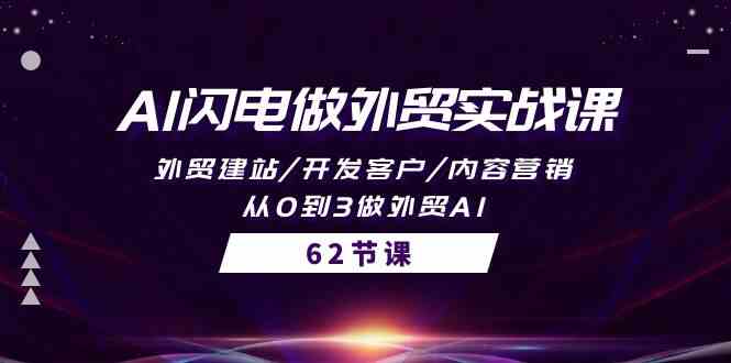 AI闪电做外贸实战课，外贸建站/开发客户/内容营销/从0到3做外贸AI（61节）-三六网赚