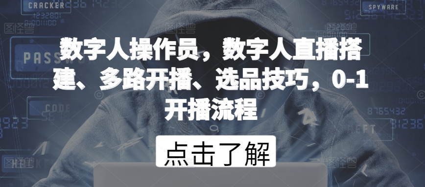 数字人操作员，数字人直播搭建、多路开播、选品技巧，0-1开播流程-三六网赚