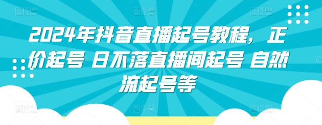 2024年抖音直播起号教程，正价起号 日不落直播间起号 自然流起号等-三六网赚