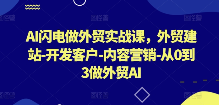 AI闪电做外贸实战课，​外贸建站-开发客户-内容营销-从0到3做外贸AI-三六网赚