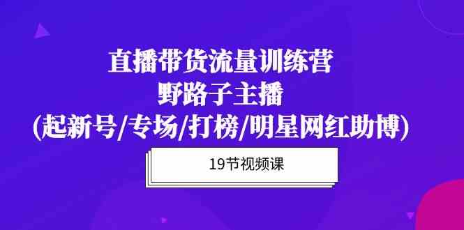 直播带货流量特训营，野路子主播(起新号/专场/打榜/明星网红助博)-三六网赚