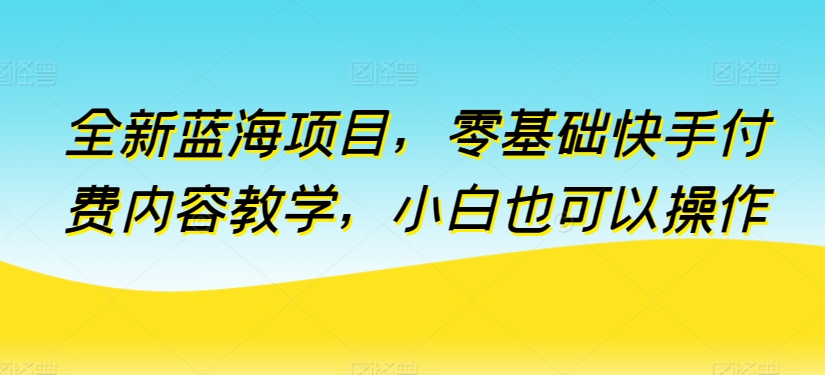 全新蓝海项目，零基础快手付费内容教学，小白也可以操作-三六网赚