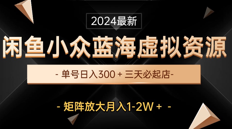 （10336期）最新闲鱼小众蓝海虚拟资源，单号日入300＋，三天必起店，矩阵放大月入1-2W-三六网赚