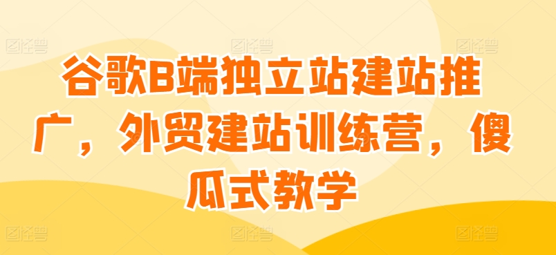 谷歌B端独立站建站推广，外贸建站训练营，傻瓜式教学-三六网赚