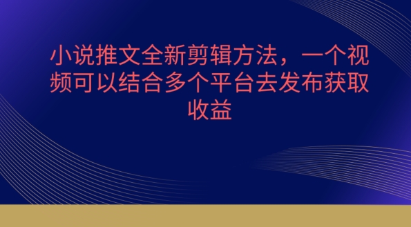 小说推文全新剪辑方法，一个视频可以结合多个平台去发布获取-三六网赚