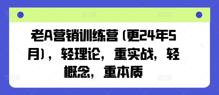 老A营销训练营(更24年5月)，轻理论，重实战，轻概念，重本质-三六网赚