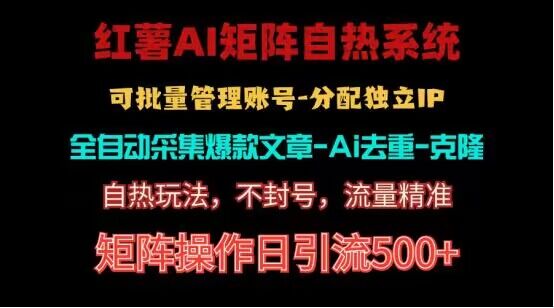 红薯矩阵自热系统，独家不死号引流玩法！矩阵操作日引流500+-三六网赚