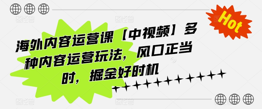 海外内容运营课【中视频】多种内容运营玩法，风口正当时，掘金好时机-三六网赚