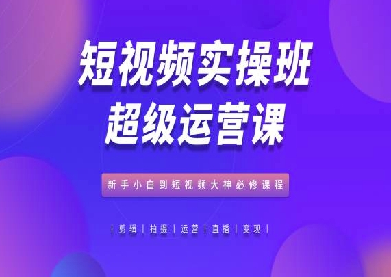 短视频实操班超级运营课，新手小白到短视频大神必修课程-三六网赚