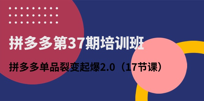 （10835期）拼多多第37期培训班：拼多多单品裂变起爆2.0（17节课）-三六网赚