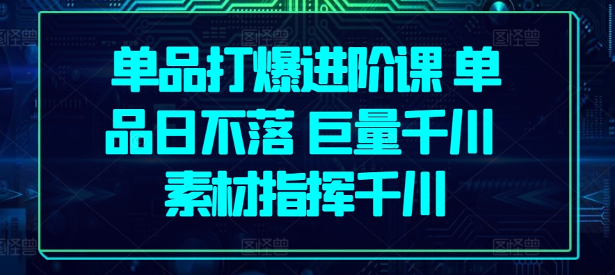 单品打爆进阶课 单品日不落 巨量千川 素材指挥千川-三六网赚