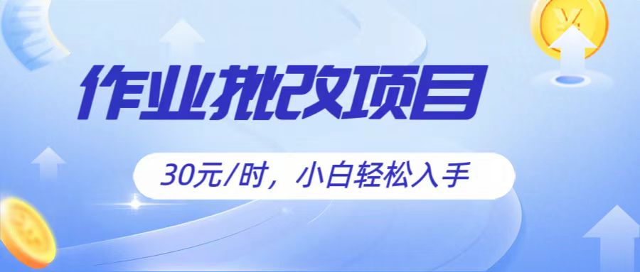 作业批改项目30元/时，简单小白轻松入手，非常适合兼职-三六网赚