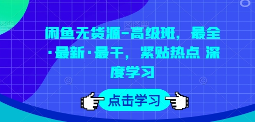 闲鱼无货源-高级班，最全·最新·最干，紧贴热点 深度学习-三六网赚