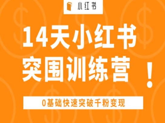 14天小红书突围训练营 ，0基础快速突破千粉变现-三六网赚