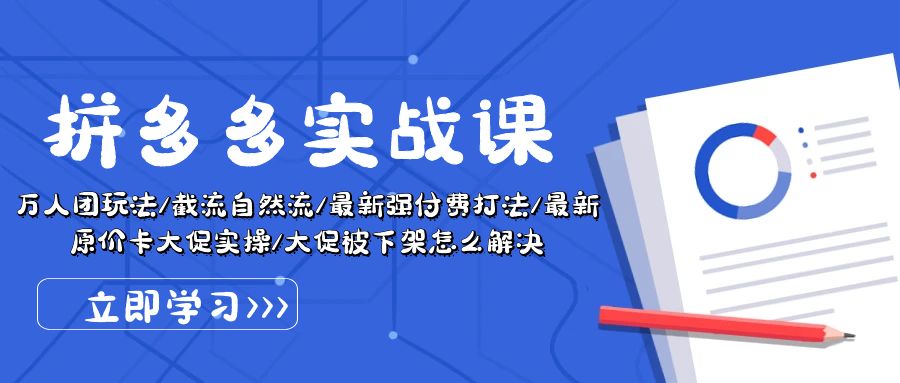 （10865期）拼多多·实战课：万人团玩法/截流自然流/最新强付费打法/最新原价卡大促..-三六网赚