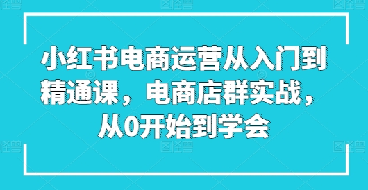 小红书电商运营从入门到精通课，电商店群实战，从0开始到学会-三六网赚