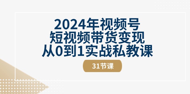 （10931期）2024年视频号短视频带货变现从0到1实战私教课（31节视频课）-三六网赚