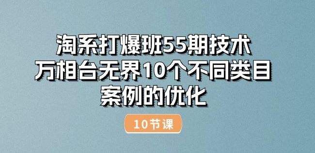 淘系打爆班55期技术：万相台无界10个不同类目案例的优化(10节)-三六网赚