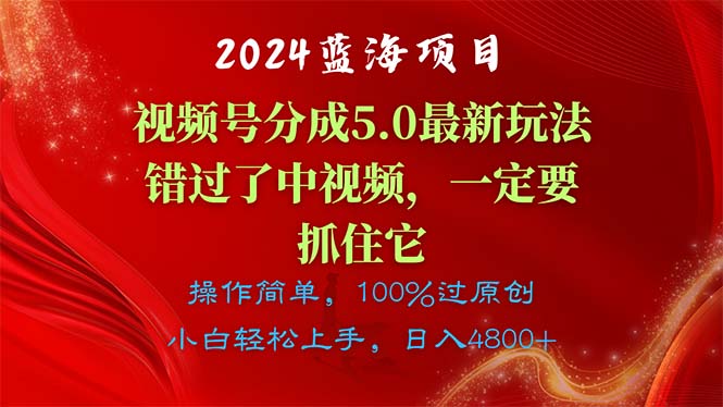 （11032期）2024蓝海项目，视频号分成计划5.0最新玩法，错过了中视频，一定要抓住…-三六网赚