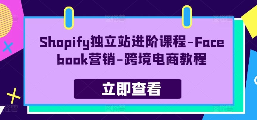 Shopify独立站进阶课程-Facebook营销-跨境电商教程-三六网赚