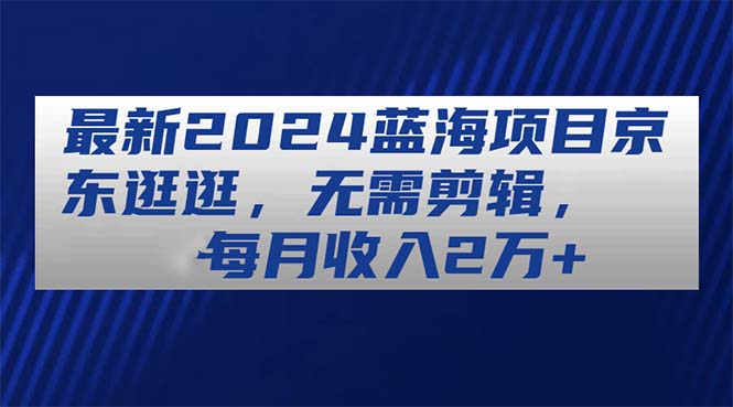 （11041期）最新2024蓝海项目京东逛逛，无需剪辑，每月收入2万+-三六网赚