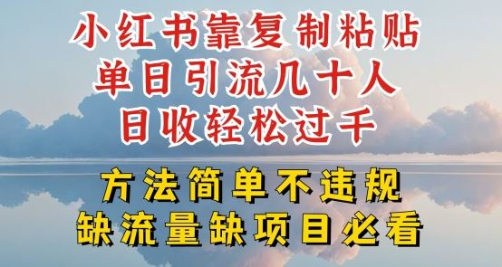 小红书靠复制粘贴单日引流几十人目收轻松过千，方法简单不违规【揭秘】-三六网赚