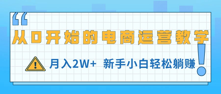 （11081期）从0开始的电商运营教学，月入2W+，新手小白轻松躺赚-三六网赚