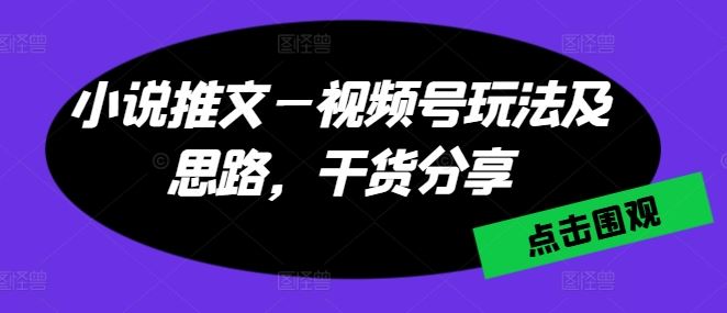 小说推文—视频号玩法及思路，干货分享-三六网赚