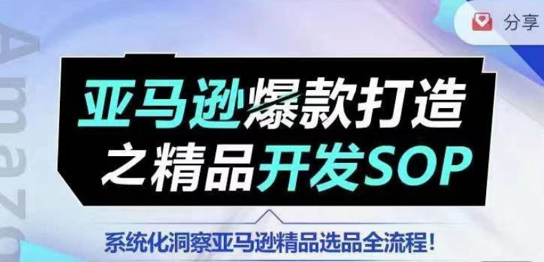 【训练营】亚马逊爆款打造之精品开发SOP，系统化洞察亚马逊精品选品全流程-三六网赚