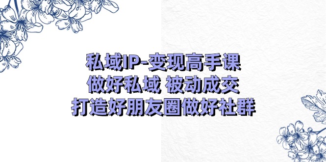 （11209期）私域IP-变现高手课：做好私域 被动成交，打造好朋友圈做好社群（18节）-三六网赚