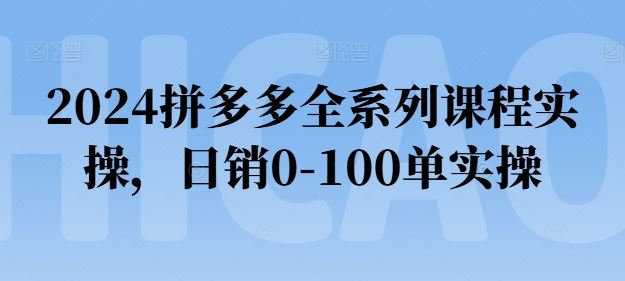 2024拼多多全系列课程实操，日销0-100单实操【必看】-三六网赚