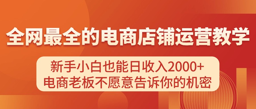 （11266期）电商店铺运营教学，新手小白也能日收入2000+，电商老板不愿意告诉你的机密-三六网赚