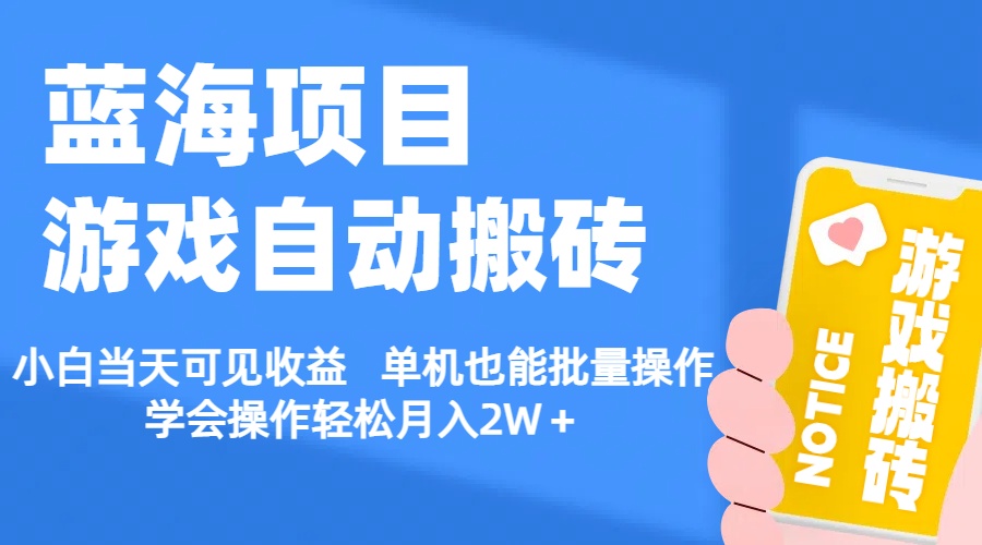 （11265期）【蓝海项目】游戏自动搬砖 小白当天可见收益 单机也能批量操作 学会操…-三六网赚