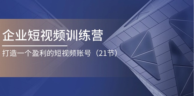 （11278期）企业短视频训练营：打造一个盈利的短视频账号（21节）-三六网赚