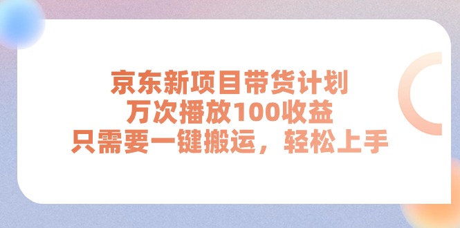 （11300期）京东新项目带货计划，万次播放100收益，只需要一键搬运，轻松上手-三六网赚