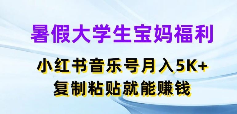 暑假大学生宝妈福利，小红书音乐号月入5000+，复制粘贴就能赚钱【揭秘】-三六网赚