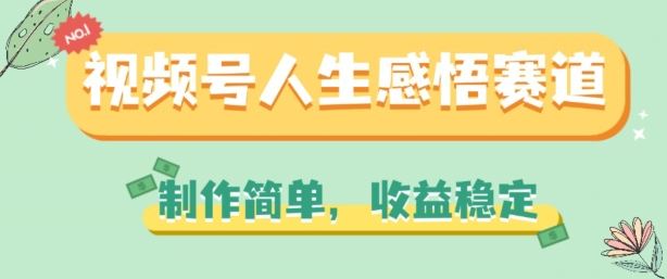 视频号人生感悟赛道，制作简单，收益稳定【揭秘】-三六网赚