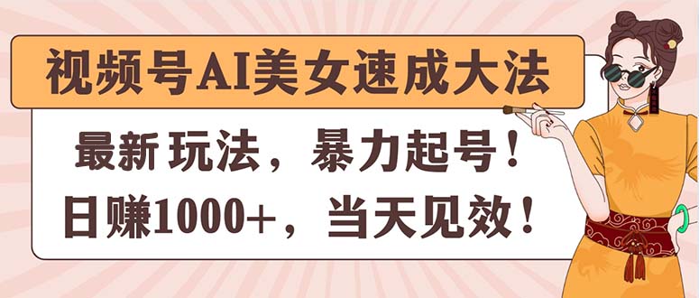 （11330期）视频号AI美女速成大法，暴力起号，日赚1000+，当天见效-三六网赚