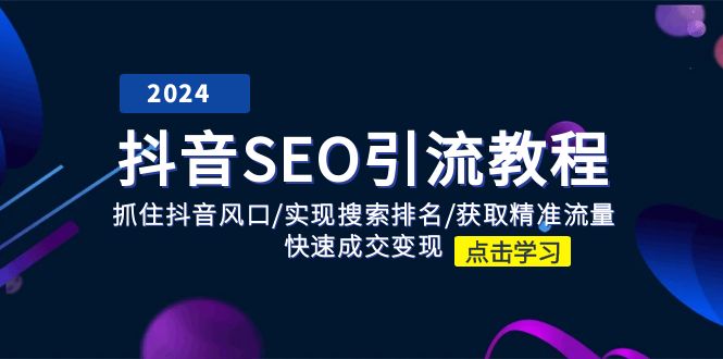 （11352期）抖音 SEO引流教程：抓住抖音风口/实现搜索排名/获取精准流量/快速成交变现-三六网赚