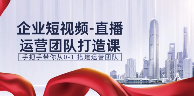 企业短视频直播运营团队打造课，手把手带你从0-1搭建运营团队（15节）-三六网赚