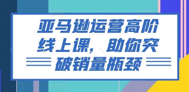 亚马逊运营高阶线上课，助你突破销量瓶颈-三六网赚